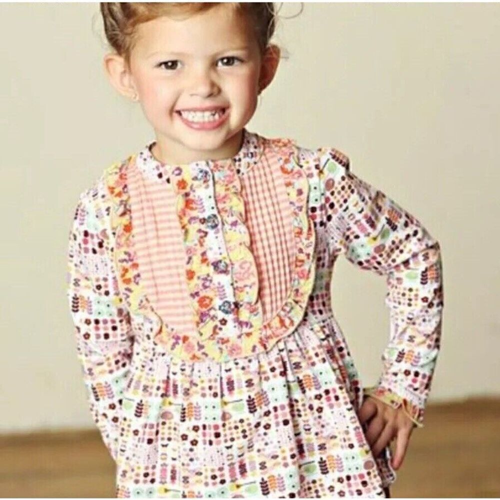 Matilda Jane Cornelia Libby Top White Orange Floral Ruffles Size 8